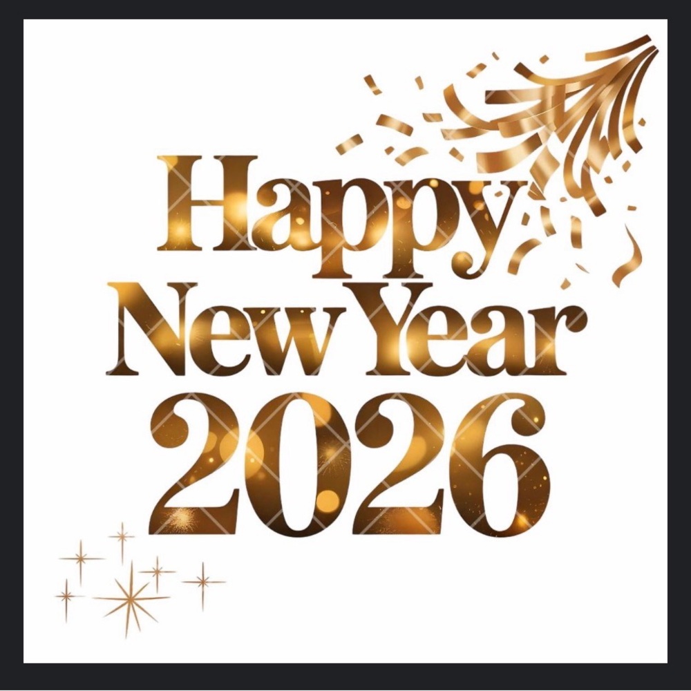 Gold Happy New Year 2026 Sign